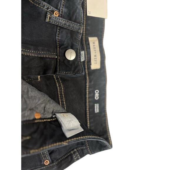 NWT Warp + Weft Mens 28X32 ORD Chicago Straight Stretch Dark Blue Denim Jeans - Picture 3 of 7